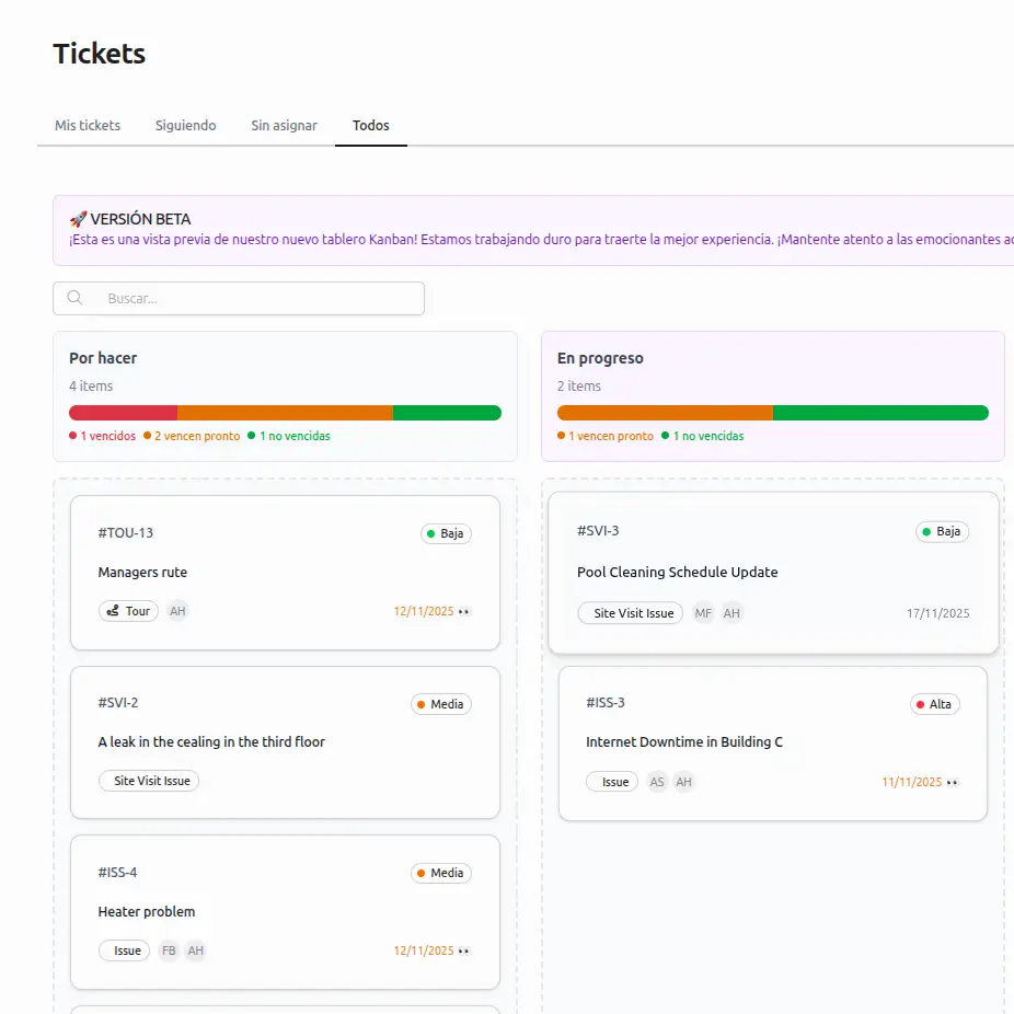 Ticketing interface